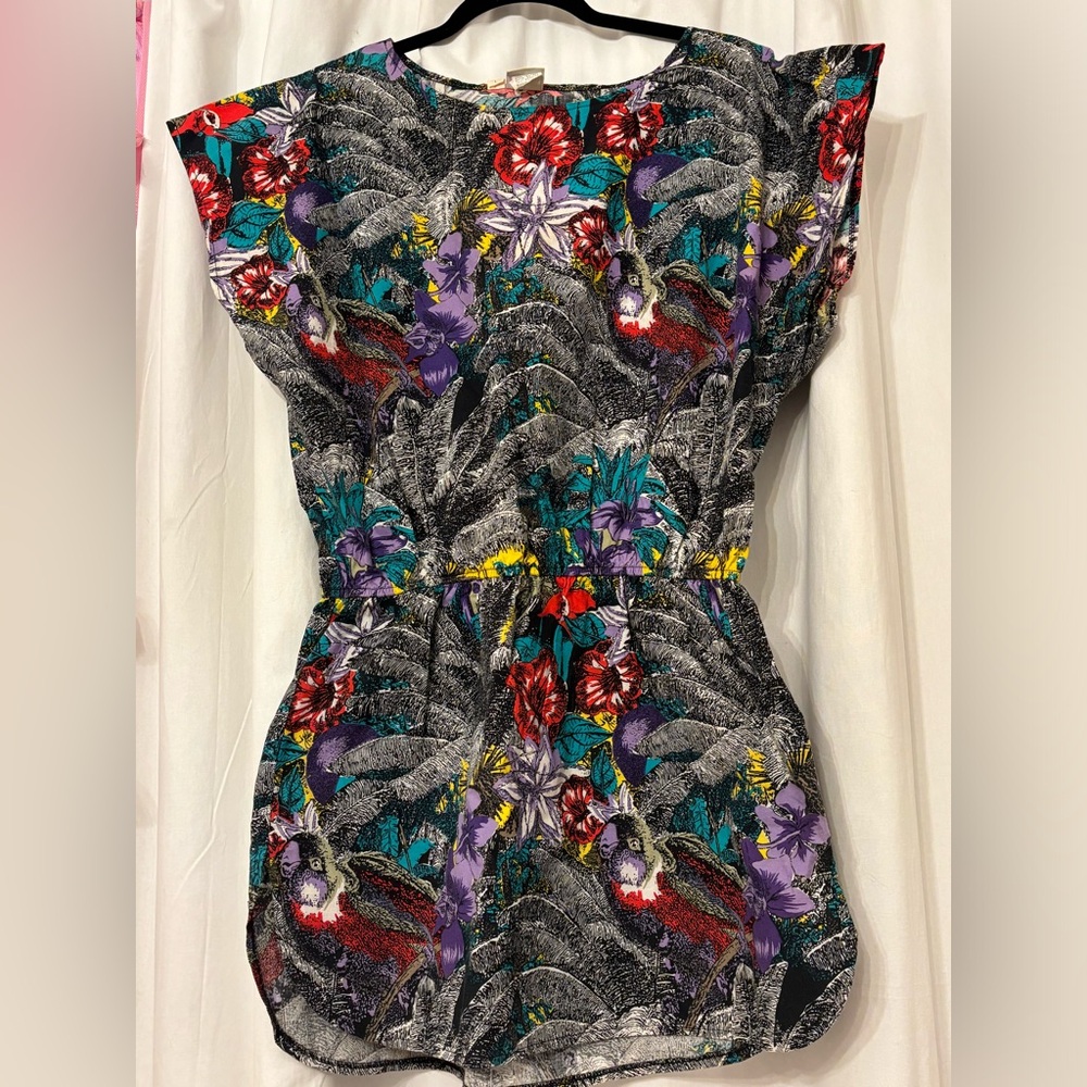Vintage 80’s/90’s Dolphin Hem Dress - Cover Up - Hibiscus & Parrots